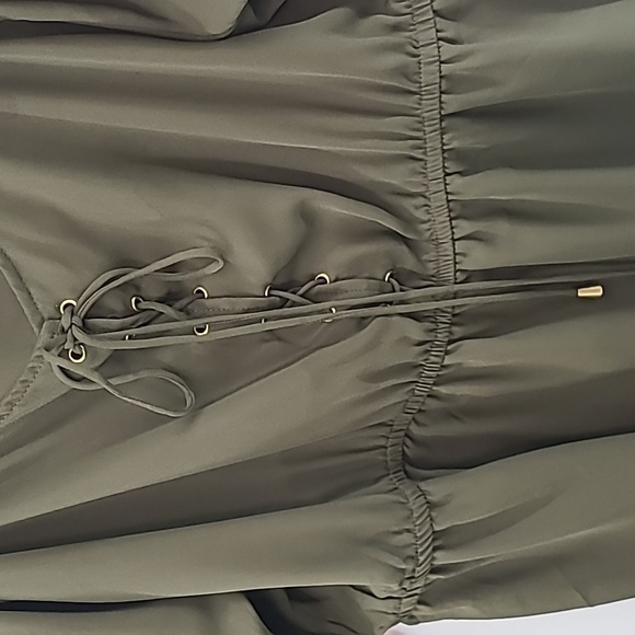 NEW GLORY Women's Green Peasant Blouse Lace Up Front with Bell Sleeves -Size 2X - Picture 3 of 12